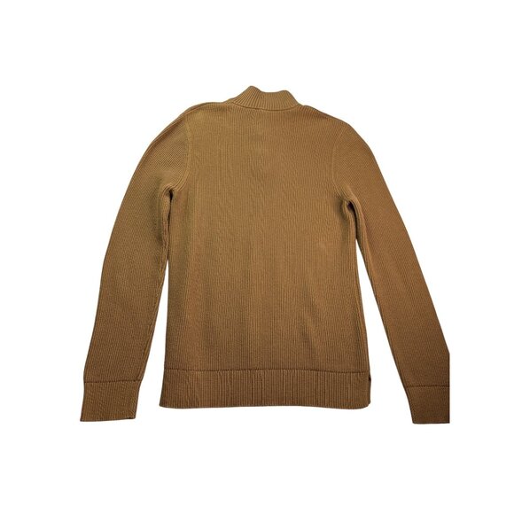 Express Mens Ribbed Henley Sweater Size M Quarter Zip Snap Light Brown Cotton - Picture 5 of 7